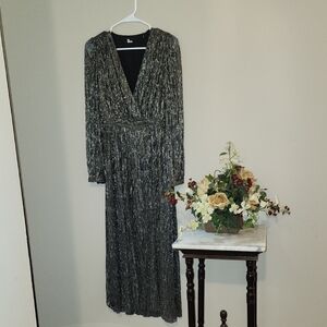 The Kooples Silver Gray Pleated Wrap Gown